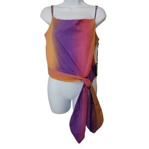 4SIENNA Elodie Top Purple Rainbow Spaghetti Straps Side Tie Size Small